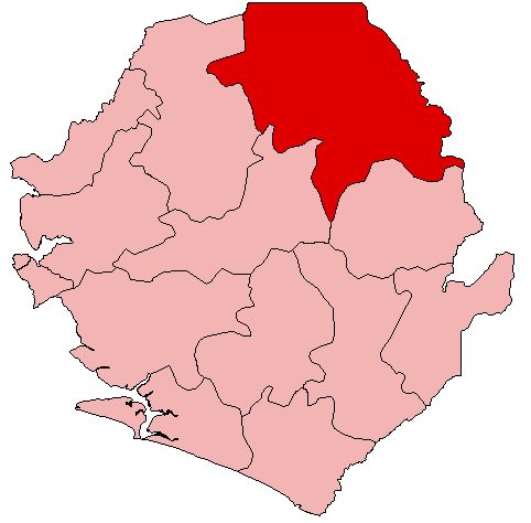 Carte du district de Koinadugu en Sierra Leone