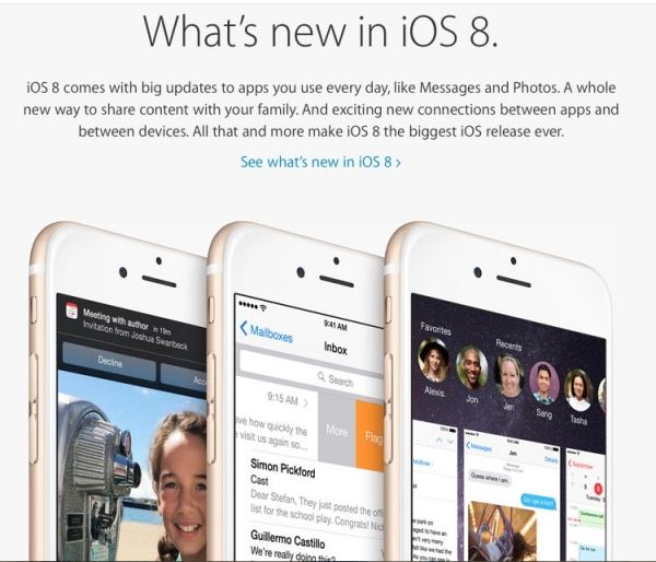 Apple iOS 8 Mise à jour