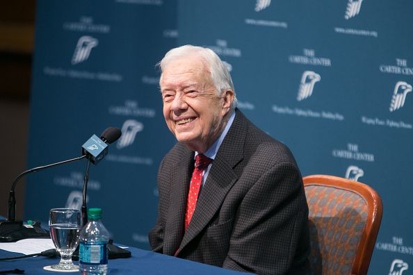 Jimmy Carter, 90, lors d'une conférence de presse où il a parlé de son diagnostic de cancer et de son traitement prévu.