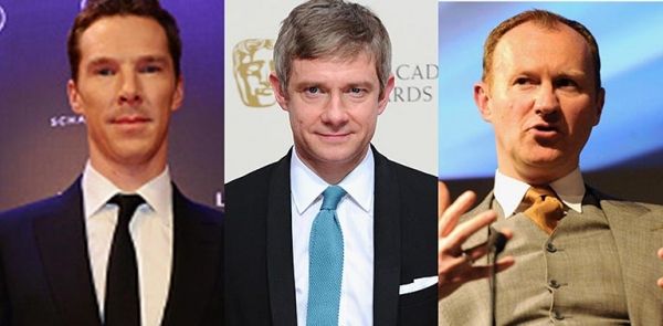 enedict Cumberbatch, Martin Freeman, Mark Gatiss, & # 034-Sherlock & # 034- saison 4