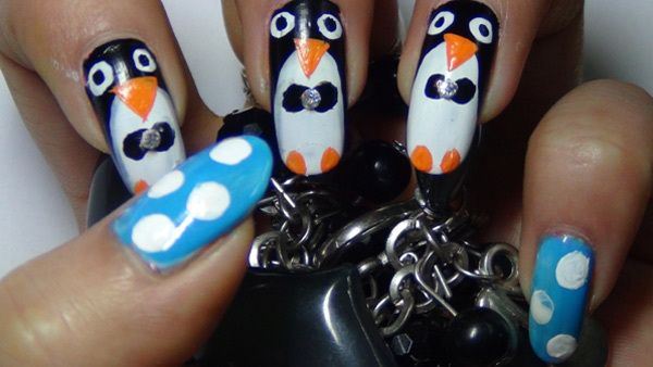 pingouin ongles étape de l'art de six