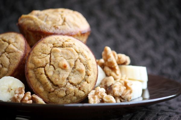 Muffins banane épicées de noix de libre-Grain {5 minutes de préparation}