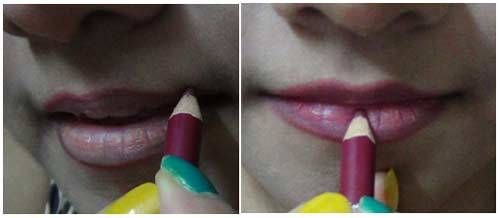 appliquer crayon à lèvres rouge à lèvres avant après