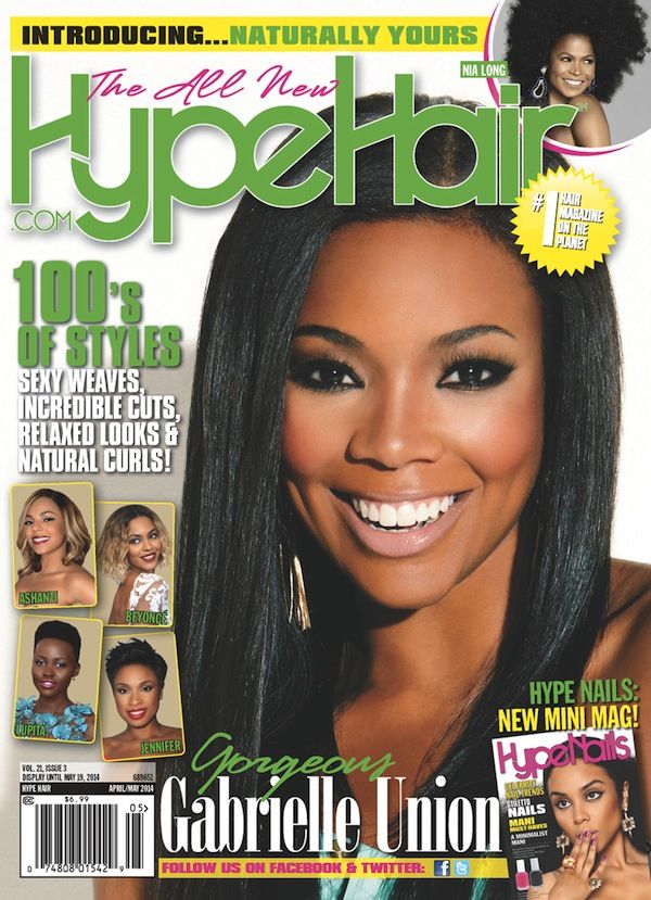 Gabrielle Union couvre l'avril de battage cheveux magazine / mai 2014 numéro!